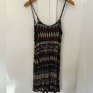 Forever 21 Boho Patterned Midi Dress - Black, Orange, Cream